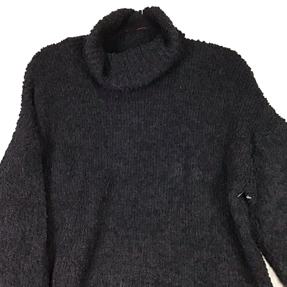 Bobeau Women’s Large Black Popcorn Knit Turtleneck Sweater Hi-Low Hem NWOT - Picture 9 of 13